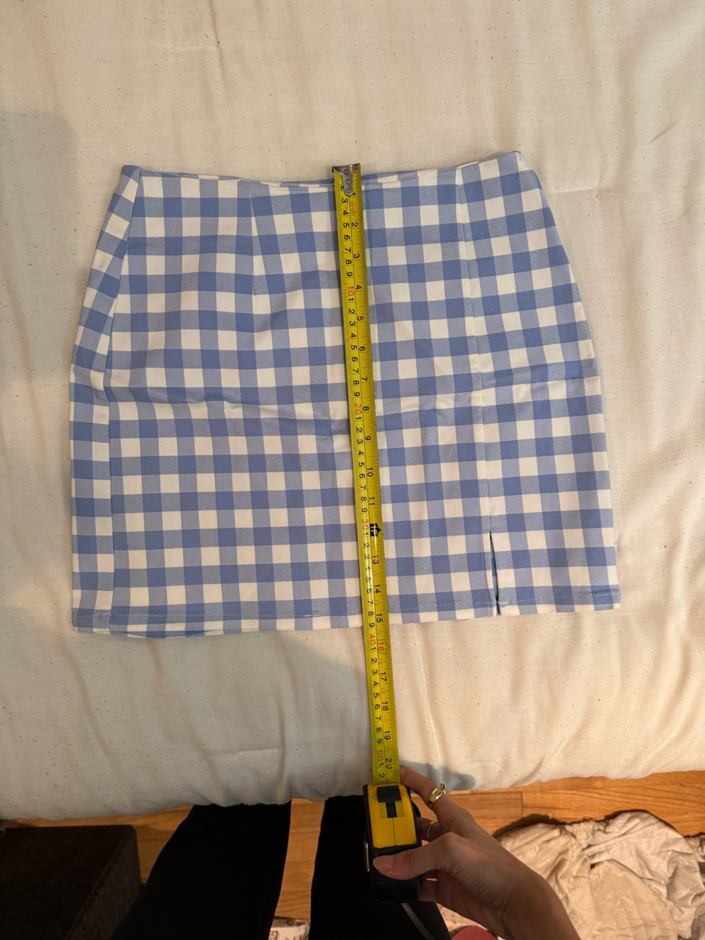 Forever 21 Light Blue and White Gingham Skirt